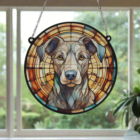 Greyhound Grey Stained Glass Effect Suncatcher